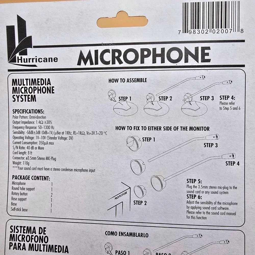 Hurricane Multimedia Microphone System for Computer PC Laptop with Stand‎ Mounts